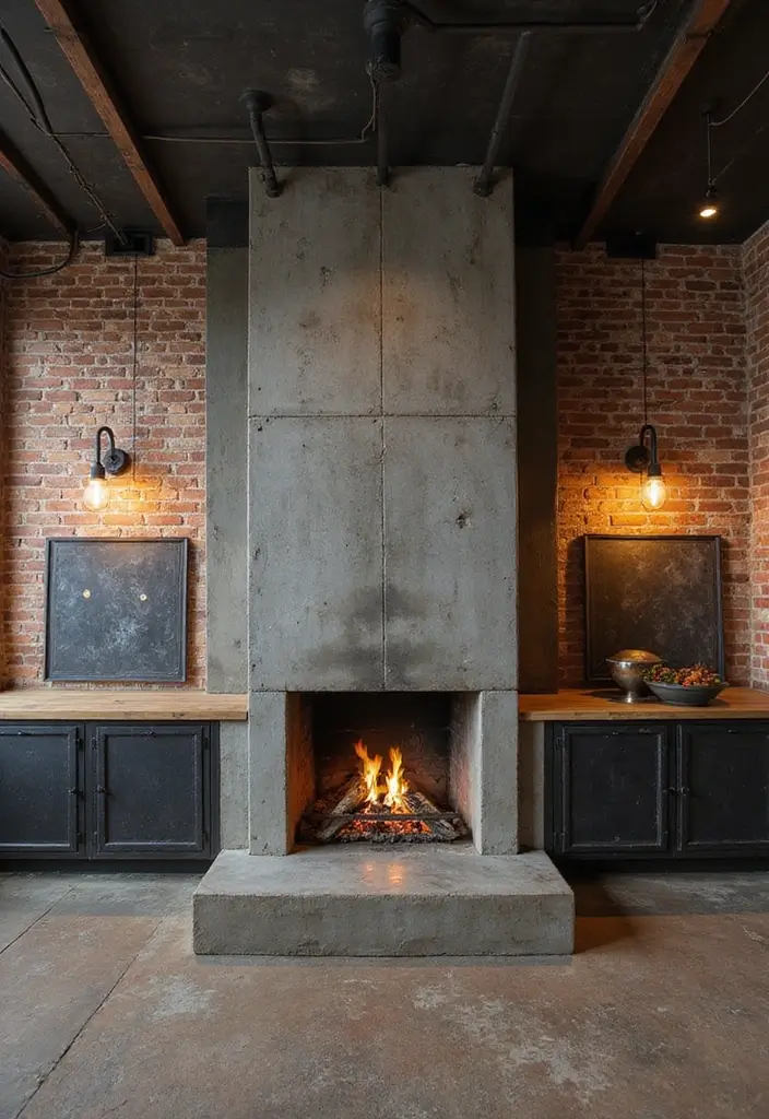 28 Kitchen Fireplace Ideas That Feel Unexpected but Perfect 5 28 Kitchen Fireplace Ideas That Feel Unexpected but Perfect - 5. Industrial Edge