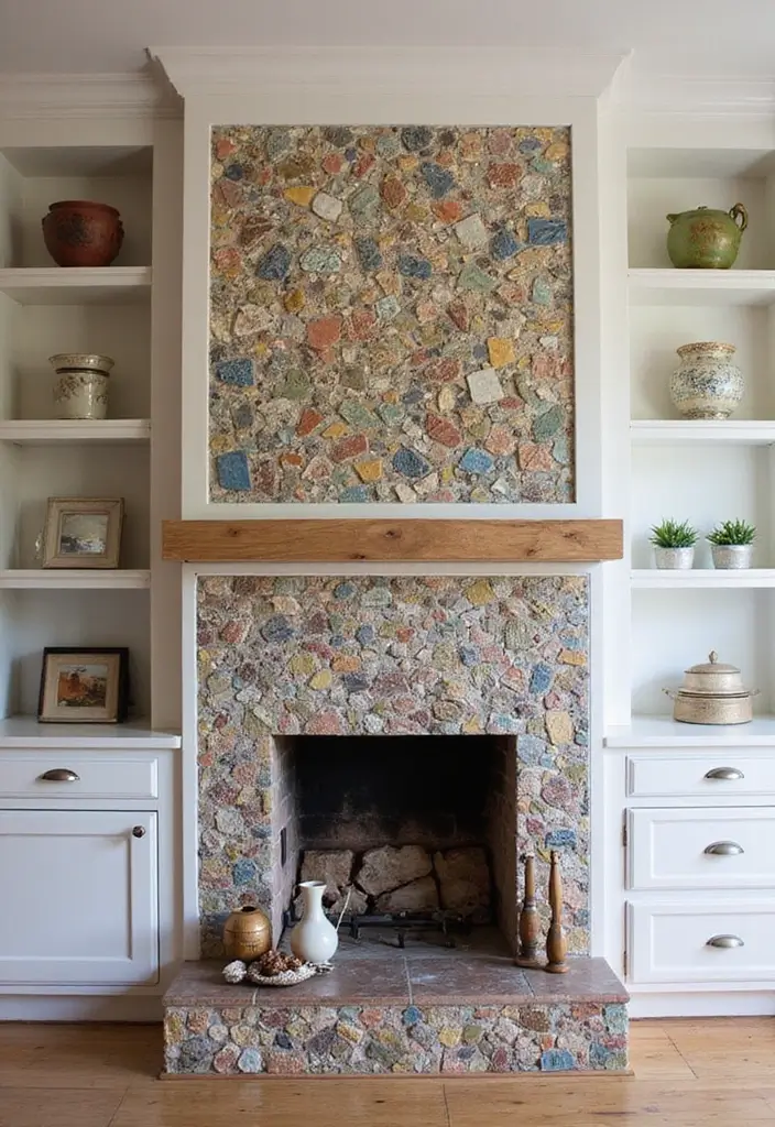 28 Kitchen Fireplace Ideas That Feel Unexpected but Perfect 7 28 Kitchen Fireplace Ideas That Feel Unexpected but Perfect - 7. Artistic Mosaic Fireplace
