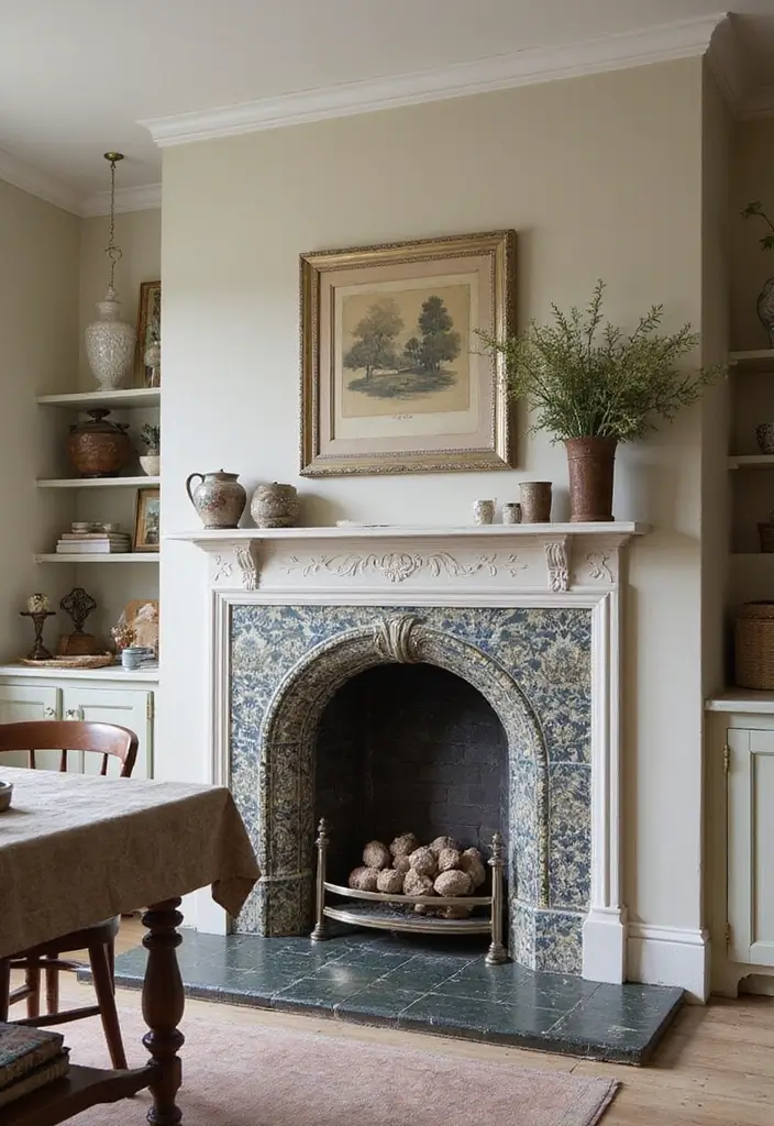 28 Kitchen Fireplace Ideas That Feel Unexpected but Perfect 9 28 Kitchen Fireplace Ideas That Feel Unexpected but Perfect - 9. Vintage Chic