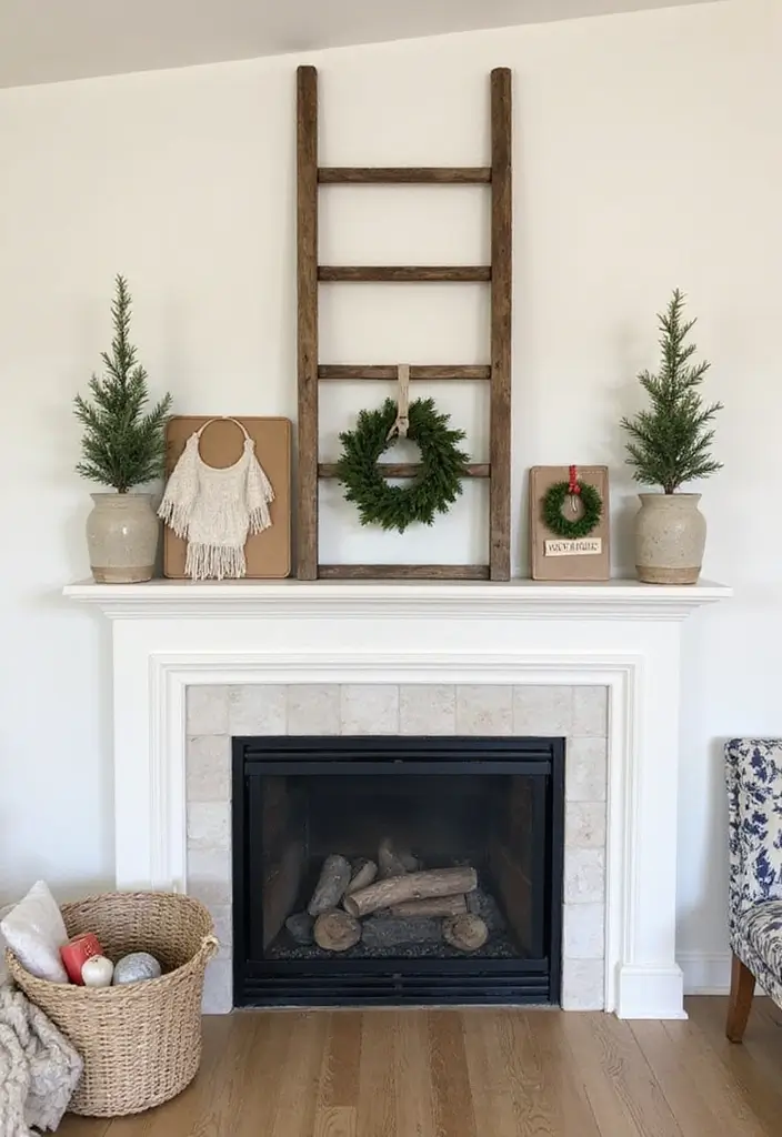 28 Mantel Christmas Decorating Ideas Pinterest Loves 21 28 Mantel Christmas Decorating Ideas Pinterest Loves - 21. Rustic Ladder Accent