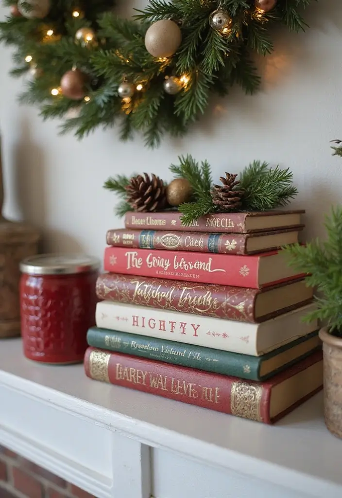 28 Mantel Christmas Decorating Ideas Pinterest Loves 22 28 Mantel Christmas Decorating Ideas Pinterest Loves - 22. Holiday-Themed Books