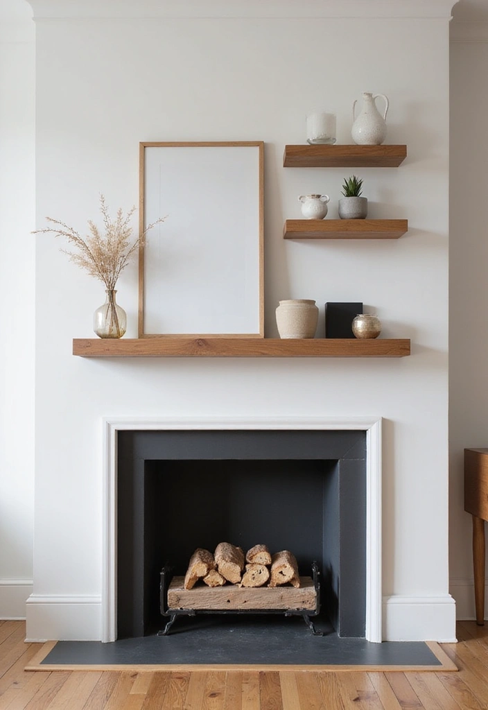 28 Modern Fireplace Ideas That Feel Sleek and Warm - 17. Floating Shelves