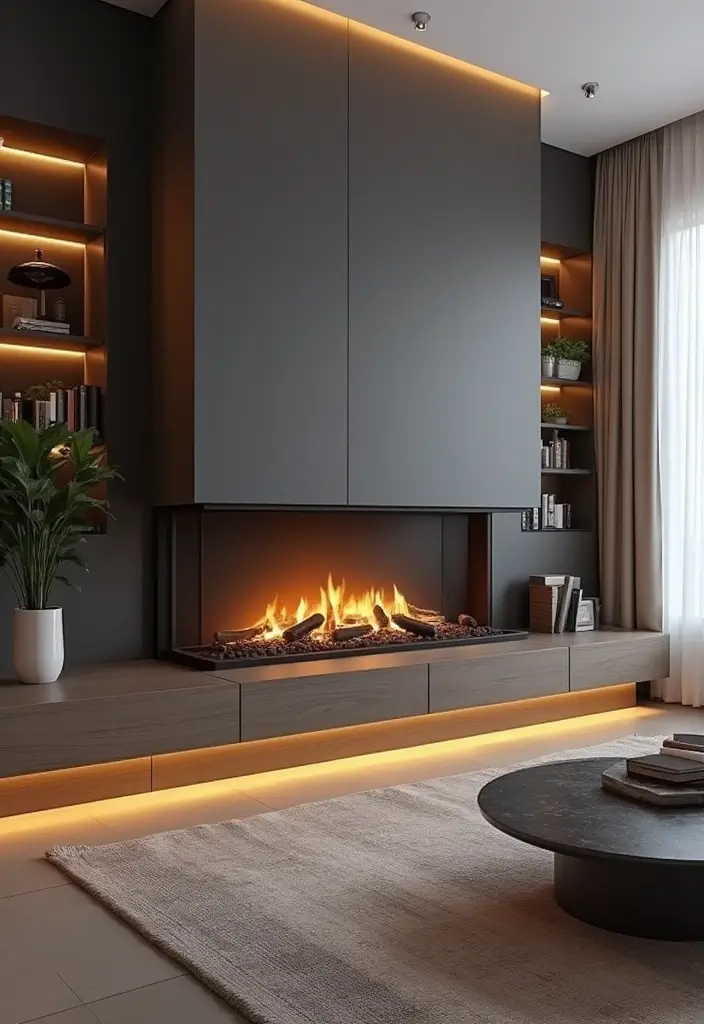 28 Modern Fireplace Ideas That Feel Sleek and Warm - 18. Fireplaces with Integrated Technology