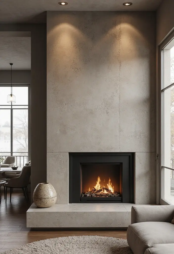 28 Modern Fireplace Ideas That Feel Sleek and Warm - 19. Textured Wall Fireplaces