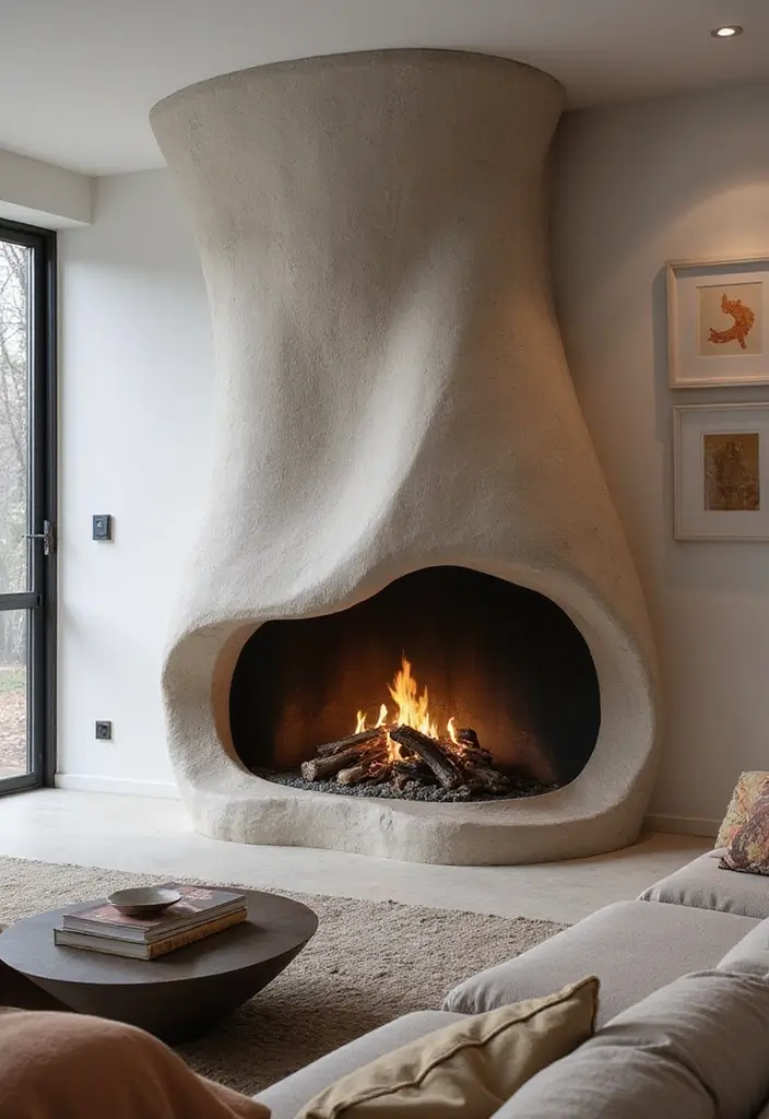 28 Modern Fireplace Ideas That Feel Sleek and Warm - 21. Sculptural Fireplaces