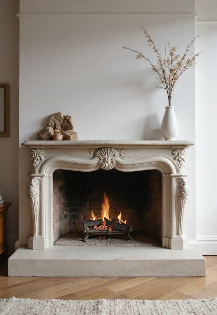 28 Modern Fireplace Ideas That Feel Sleek and Warm - 22. Fireplaces with Decorative Hearths