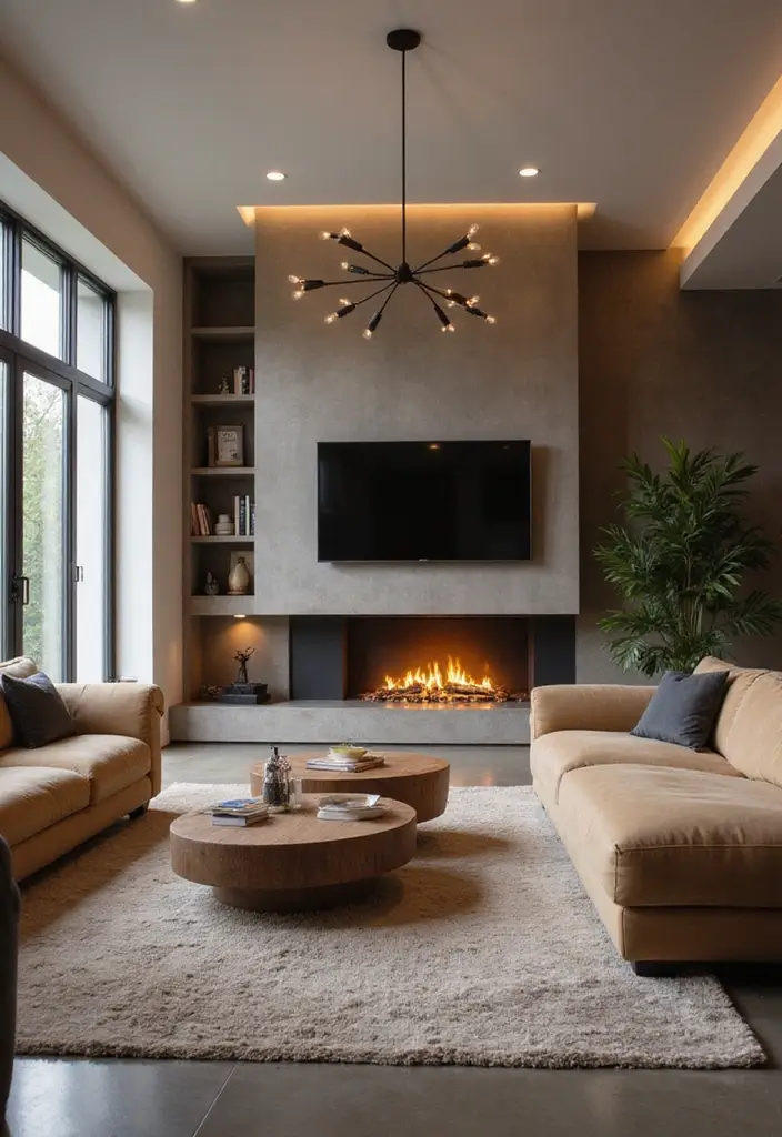 28 Modern Fireplace Ideas That Feel Sleek and Warm - 25. Integrated Furniture