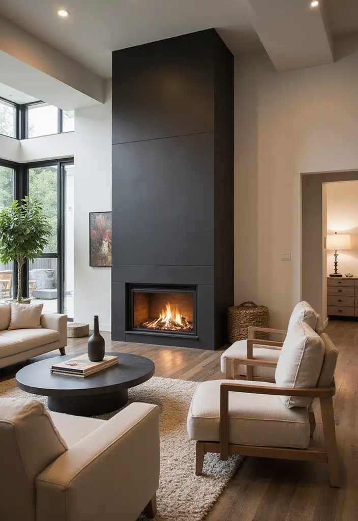 28 Modern Fireplace Ideas That Feel Sleek and Warm - 9. Two-Sided Fireplaces