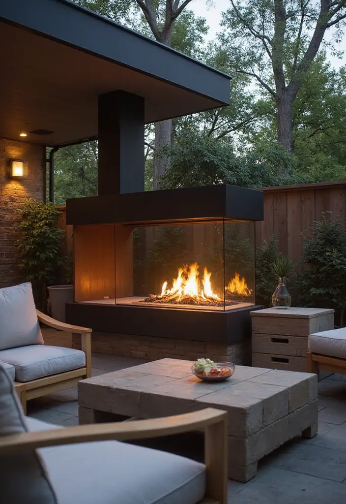 28 Outdoor Fireplace Ideas That Extend Living Spaces 11 28 Outdoor Fireplace Ideas That Extend Living Spaces - 11. Glass-Enclosed Fireplaces