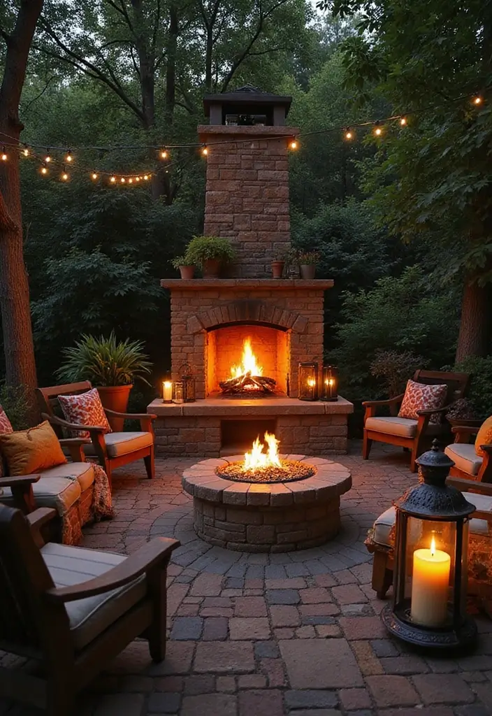 28 Outdoor Fireplace Ideas That Extend Living Spaces 16 28 Outdoor Fireplace Ideas That Extend Living Spaces - 16. Lanterns and Fireplaces Combo
