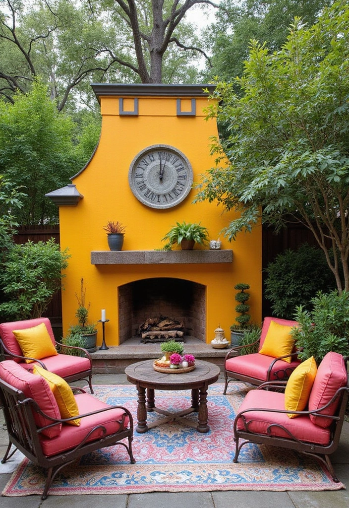 28 Outdoor Fireplace Ideas That Extend Living Spaces 22 28 Outdoor Fireplace Ideas That Extend Living Spaces - 22. Colorful Fireplaces