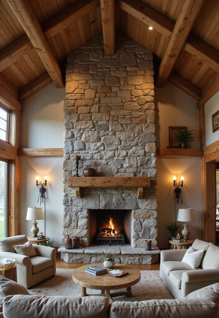 28 Two Story Fireplace Inspirations That Steal the Show 1 28 Two Story Fireplace Inspirations That Steal the Show - 1. Rustic Stone Fireplaces