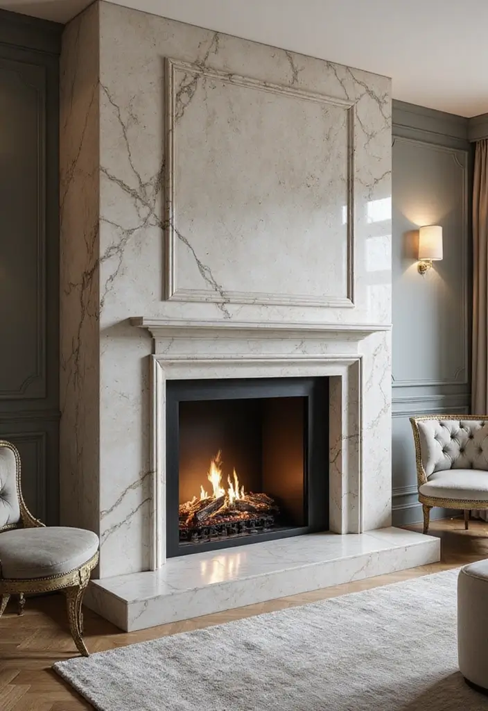 28 Two Story Fireplace Inspirations That Steal the Show 10 28 Two Story Fireplace Inspirations That Steal the Show - 10. Elegant Marble Fireplaces