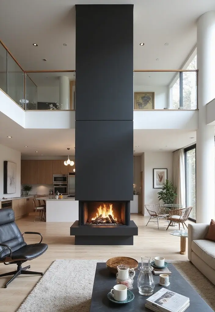 28 Two Story Fireplace Inspirations That Steal the Show 2 28 Two Story Fireplace Inspirations That Steal the Show - 2. Sleek Modern Fireplaces