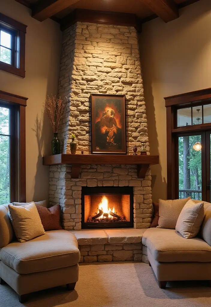 28 Two Story Fireplace Inspirations That Steal the Show 24 28 Two Story Fireplace Inspirations That Steal the Show - 24. Two Story Fireplaces with Integrated Seating
