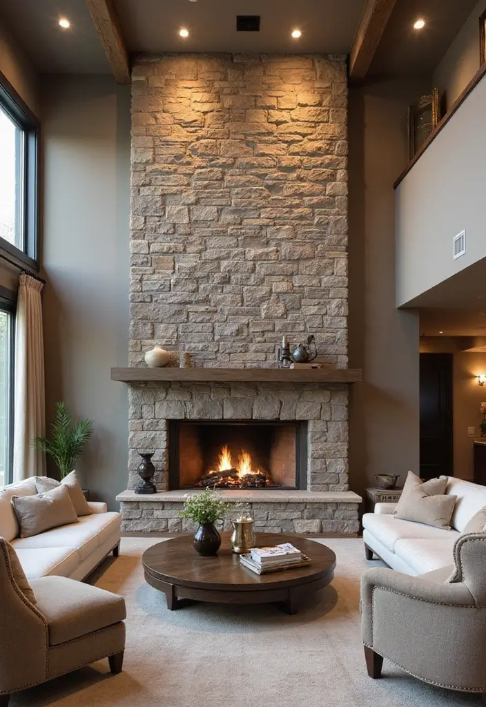 28 Two Story Fireplace Inspirations That Steal the Show 28 28 Two Story Fireplace Inspirations That Steal the Show - 28. Luxurious Double-Sided Fireplaces