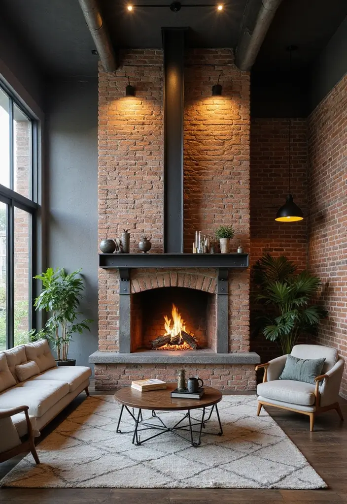 28 Two Story Fireplace Inspirations That Steal the Show 4 28 Two Story Fireplace Inspirations That Steal the Show - 4. Industrial Chic Fireplaces