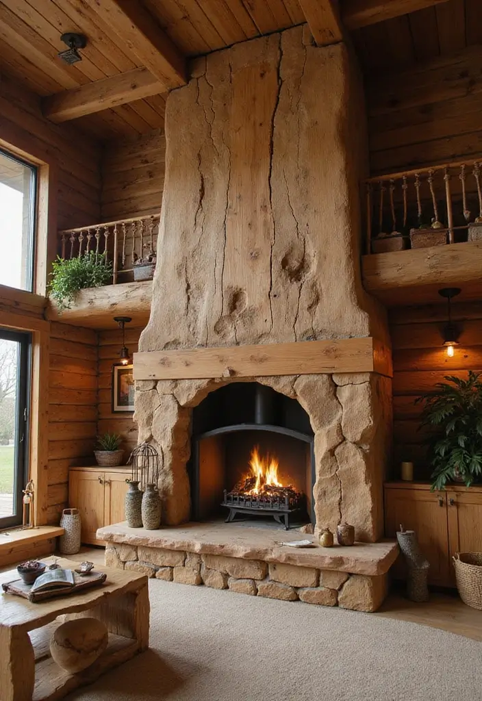 28 Two Story Fireplace Inspirations That Steal the Show 7 28 Two Story Fireplace Inspirations That Steal the Show - 7. Natural Wood Fireplaces