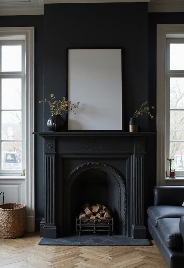 29 Black Fireplace Wall Ideas That Add Drama and Style 20 29 Black Fireplace Wall Ideas That Add Drama and Style - 20. Classic Black and White