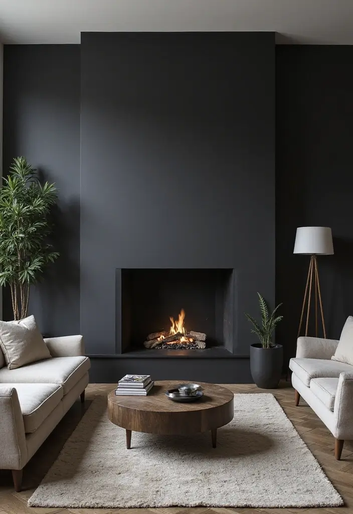 29 Black Fireplace Wall Ideas That Add Drama and Style 24 29 Black Fireplace Wall Ideas That Add Drama and Style - 24. Two-Tone Elegance