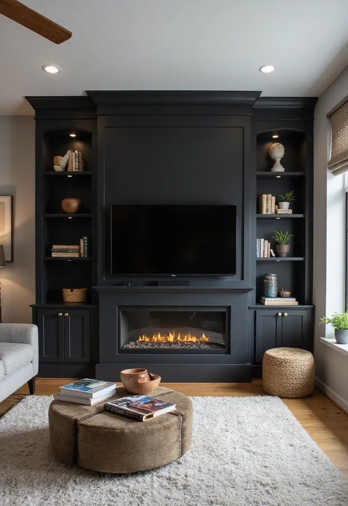 29 Black Fireplace Wall Ideas That Add Drama and Style 28 29 Black Fireplace Wall Ideas That Add Drama and Style - 28. Custom Built-ins