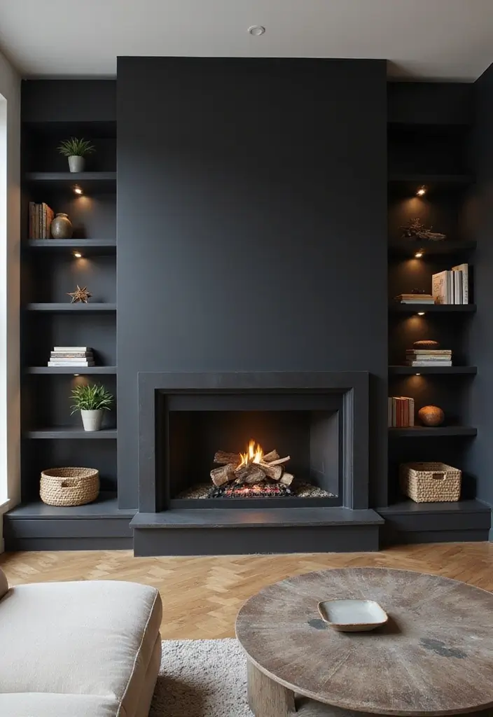 29 Black Fireplace Wall Ideas That Add Drama and Style 3 29 Black Fireplace Wall Ideas That Add Drama and Style - 3. Sleek Surround