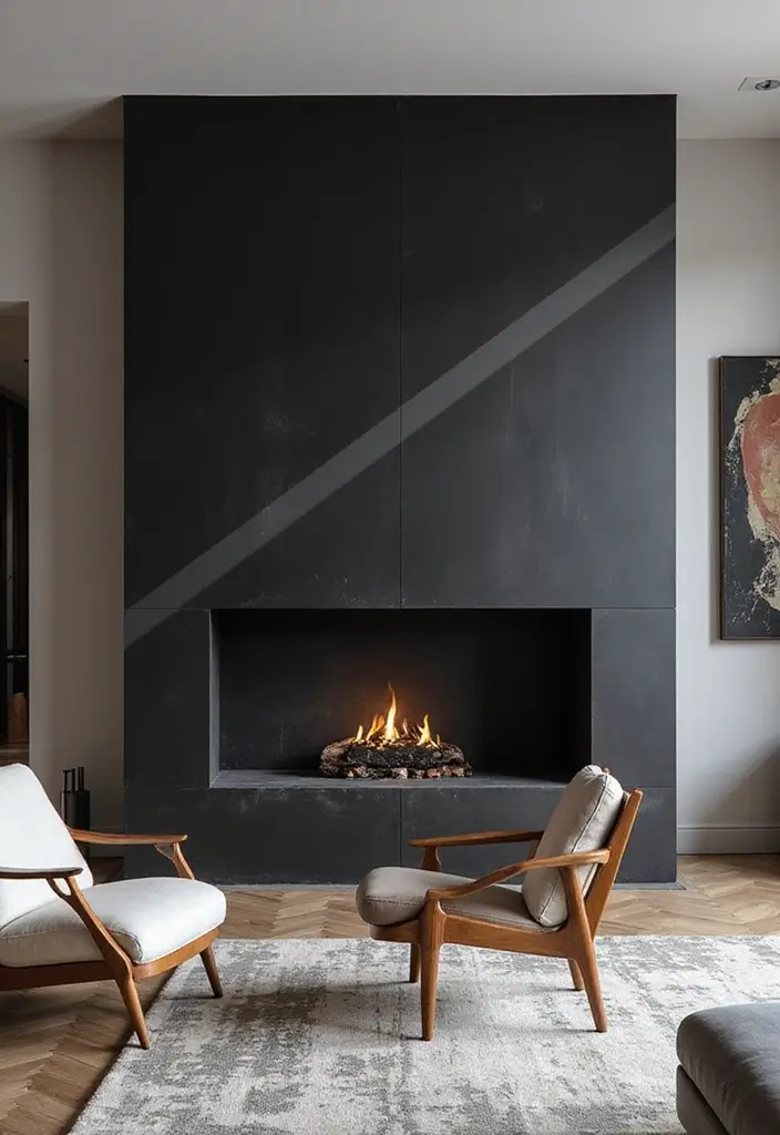 29 Black Fireplace Wall Ideas That Add Drama and Style 8 29 Black Fireplace Wall Ideas That Add Drama and Style - 8. Geometric Patterns