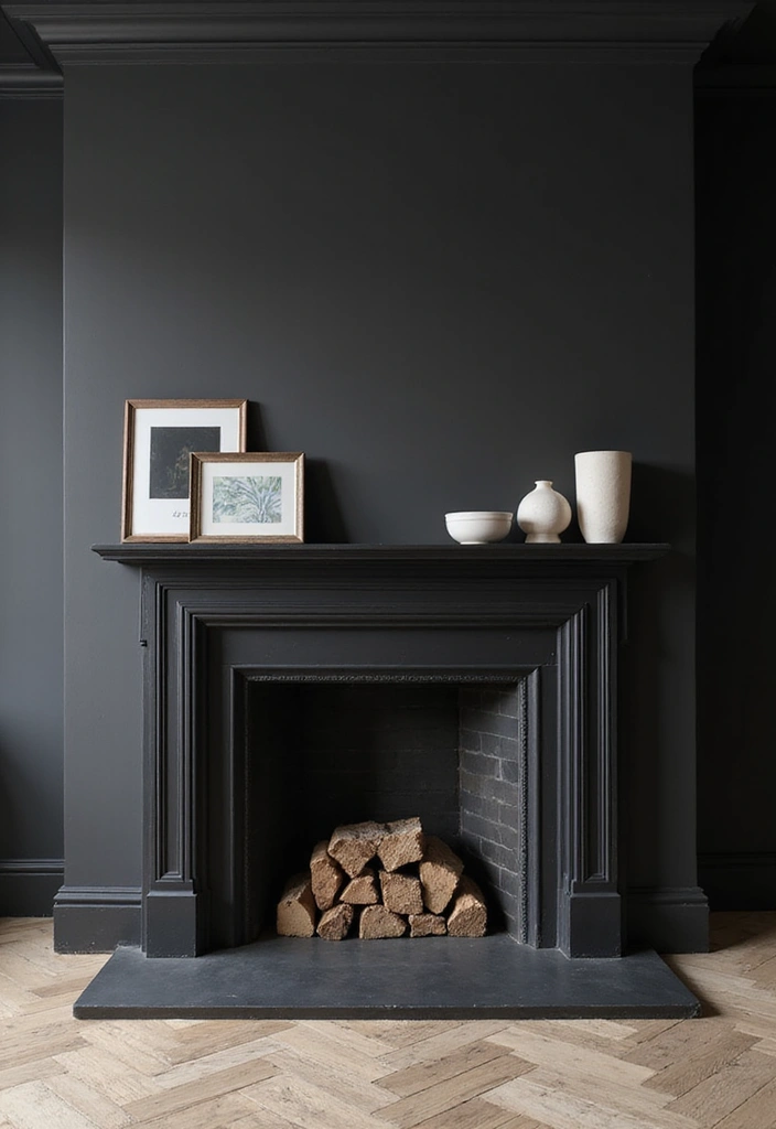 29 Black Fireplace Wall Ideas That Add Drama and Style 9 29 Black Fireplace Wall Ideas That Add Drama and Style - 9. Minimalist Mantels