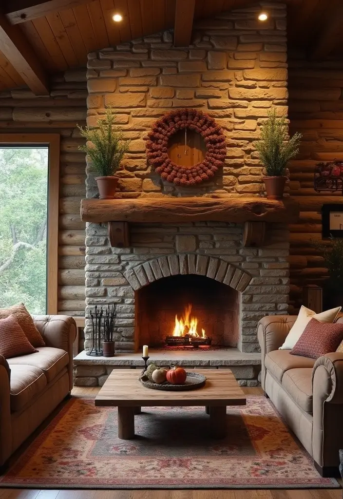 29 Brick Fireplace Inspirations That Feel Rustic Yet Chic - 10. Rustic Cabin Vibe