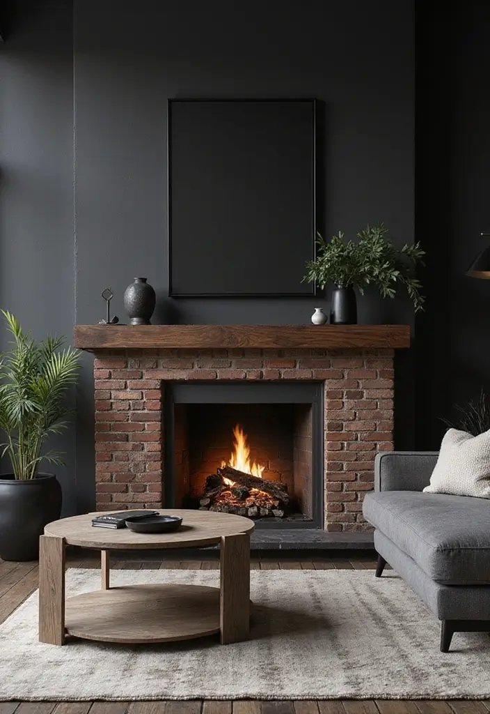 29 Brick Fireplace Inspirations That Feel Rustic Yet Chic - 12. Bold Black and Brick
