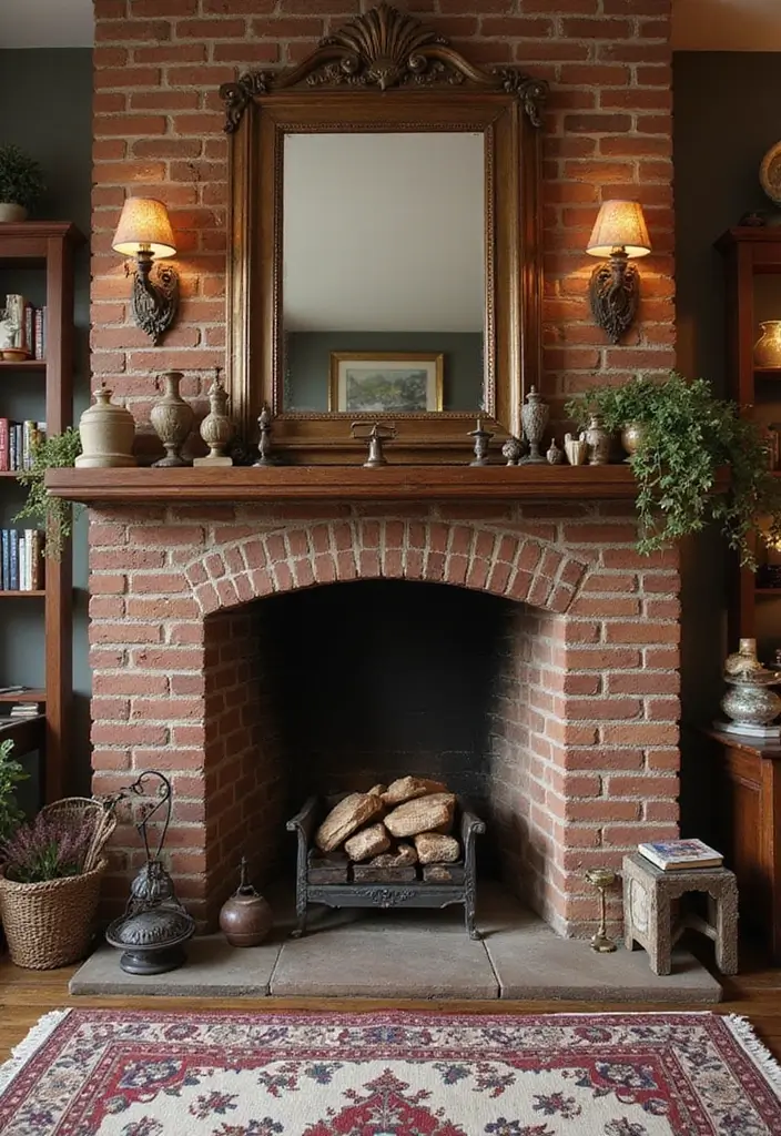 29 Brick Fireplace Inspirations That Feel Rustic Yet Chic - 13. Vintage Charm with Brick
