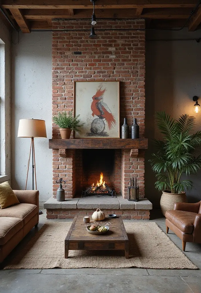 29 Brick Fireplace Inspirations That Feel Rustic Yet Chic - 14. Industrial Brick Fireplaces
