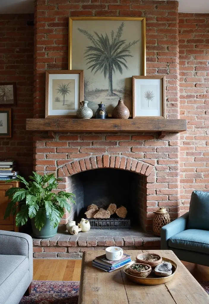 29 Brick Fireplace Inspirations That Feel Rustic Yet Chic - 17. Eclectic Styles