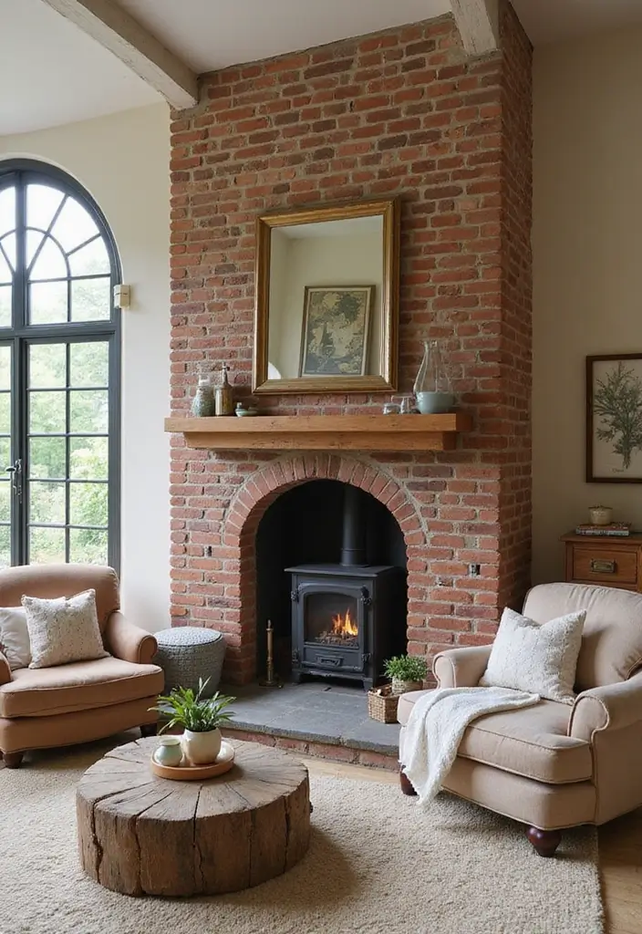 29 Brick Fireplace Inspirations That Feel Rustic Yet Chic - 18. Cozy Cottage Feel