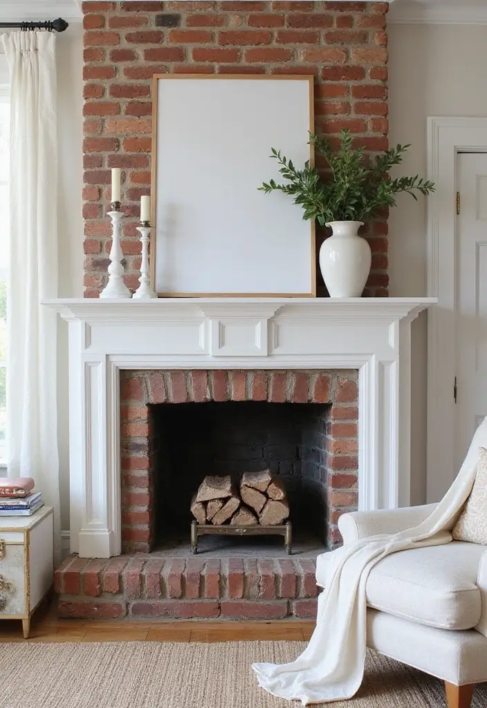 29 Brick Fireplace Inspirations That Feel Rustic Yet Chic - 22. Sophisticated White Accents