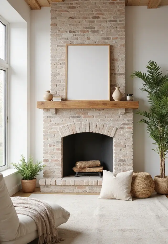 29 Brick Fireplace Inspirations That Feel Rustic Yet Chic - 25. Bright and Airy