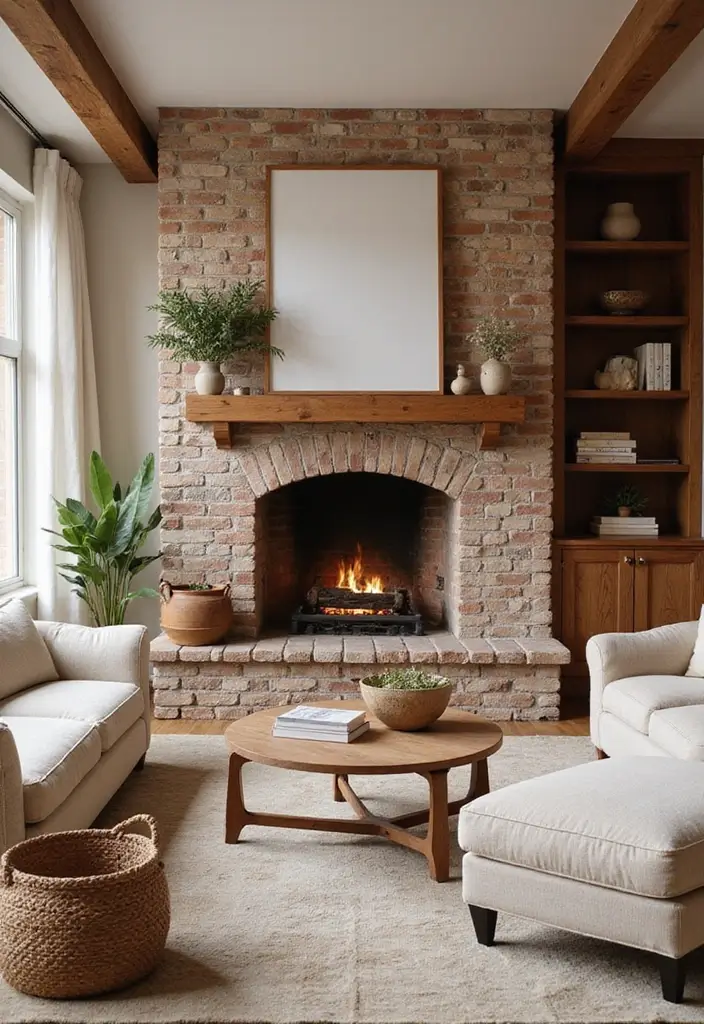 29 Brick Fireplace Inspirations That Feel Rustic Yet Chic - 9. Warm Neutral Tones