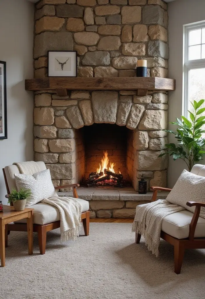 29 Corner Fireplace Inspirations That Maximize Space 13 29 Corner Fireplace Inspirations That Maximize Space - 13. Textured Layers