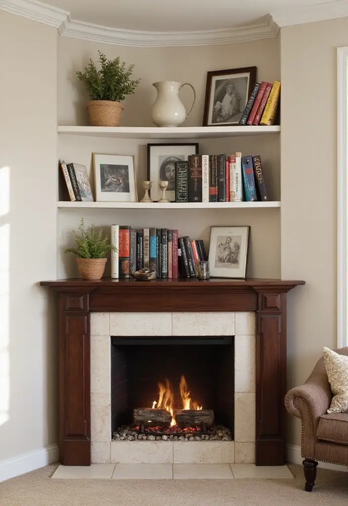 29 Corner Fireplace Inspirations That Maximize Space 19 29 Corner Fireplace Inspirations That Maximize Space - 19. Dual-Purpose Design