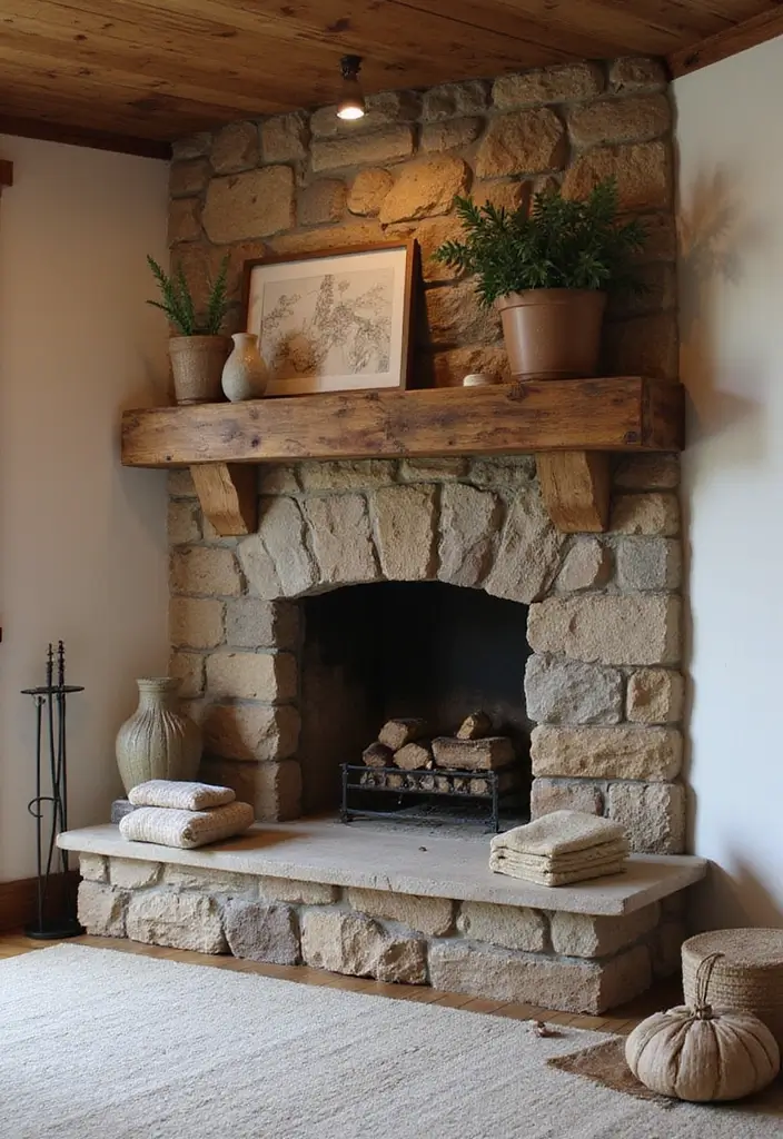 29 Corner Fireplace Inspirations That Maximize Space 2 29 Corner Fireplace Inspirations That Maximize Space - 2. Rustic Retreat