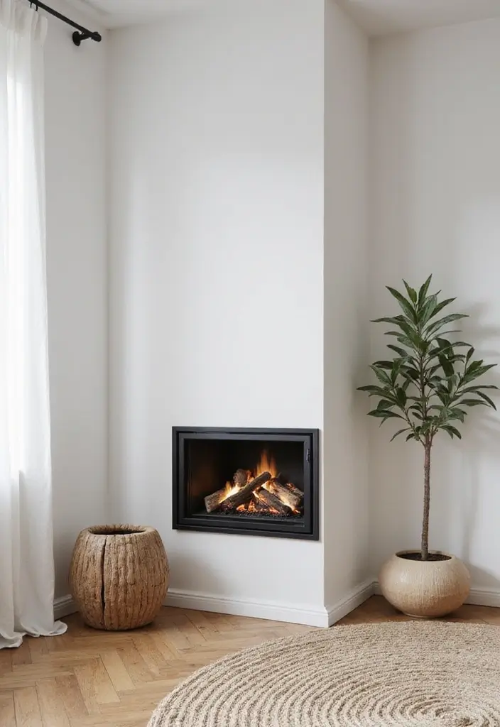 29 Corner Fireplace Inspirations That Maximize Space 9 29 Corner Fireplace Inspirations That Maximize Space - 9. Scandinavian Simplicity