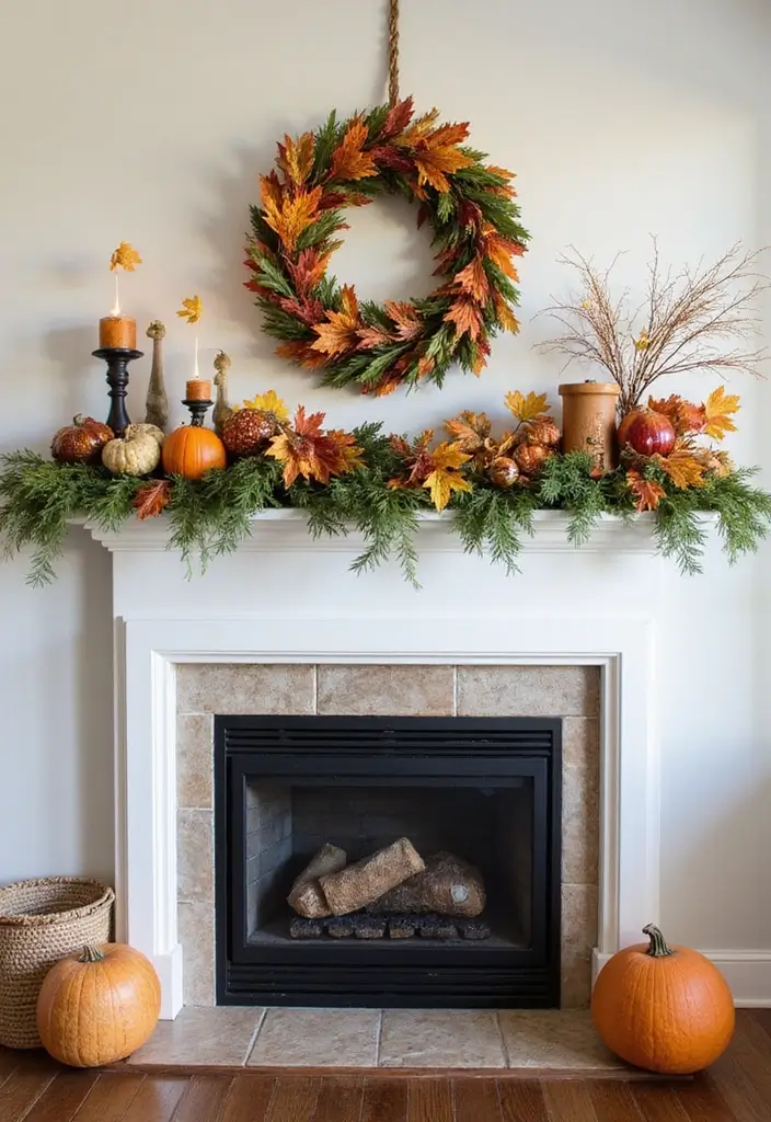 29 Fall Mantel Decor Ideas That Warm Up Any Room 12 29 Fall Mantel Decor Ideas That Warm Up Any Room - 12. Seasonal Greenery
