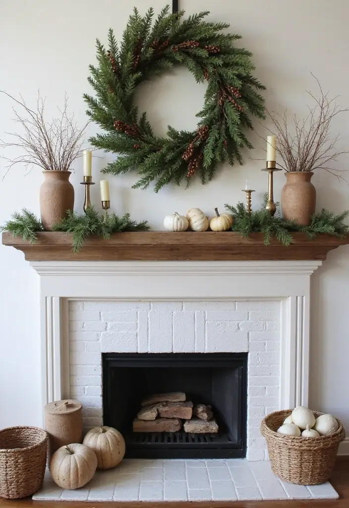 29 Fall Mantel Decor Ideas That Warm Up Any Room 13 29 Fall Mantel Decor Ideas That Warm Up Any Room - 13. Festive Grapevine Wreaths