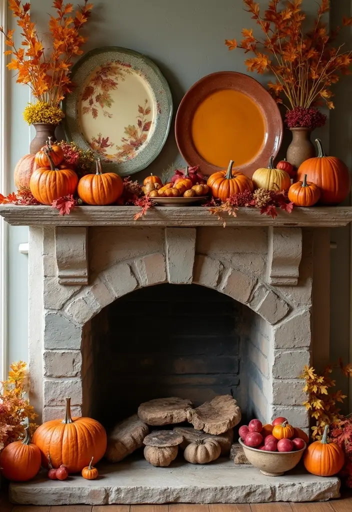 29 Fall Mantel Decor Ideas That Warm Up Any Room 26 29 Fall Mantel Decor Ideas That Warm Up Any Room - 26. Seasonal Tableware