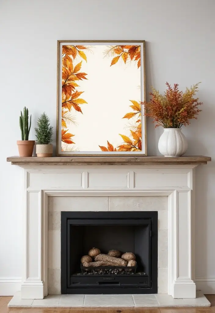 29 Fall Mantel Decor Ideas That Warm Up Any Room 5 29 Fall Mantel Decor Ideas That Warm Up Any Room - 5. Autumn-Inspired Artwork