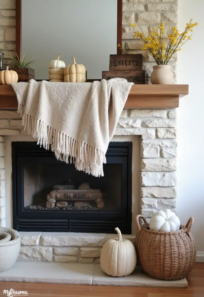 29 Fall Mantel Decor Ideas That Warm Up Any Room 7 29 Fall Mantel Decor Ideas That Warm Up Any Room - 7. Layered Textiles