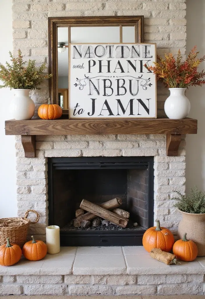 29 Fall Mantel Decor Ideas That Warm Up Any Room 9 29 Fall Mantel Decor Ideas That Warm Up Any Room - 9. Farmhouse-Style Signs