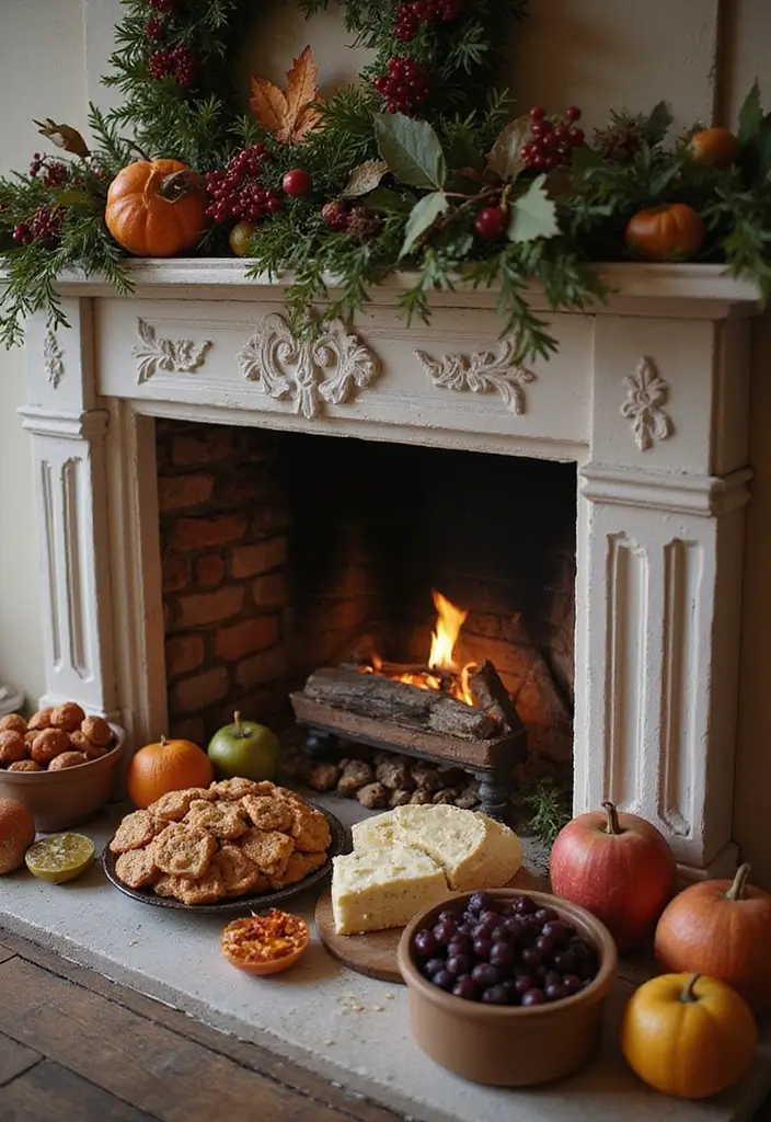 29 Fall Mantel Decorating Ideas for a Cozy Seasonal Vibe 21 29 Fall Mantel Decorating Ideas for a Cozy Seasonal Vibe - 21. Culinary Displays with Seasonal Treats