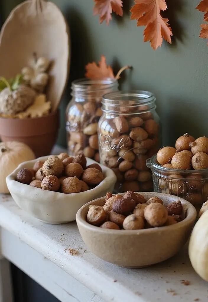 29 Fall Mantel Decorating Ideas for a Cozy Seasonal Vibe 23 29 Fall Mantel Decorating Ideas for a Cozy Seasonal Vibe - 23. Acorns and Nuts for Natural Accents