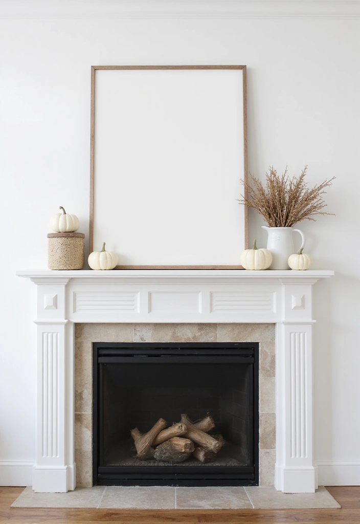 29 Fall Mantel Decorating Ideas for a Cozy Seasonal Vibe 8 29 Fall Mantel Decorating Ideas for a Cozy Seasonal Vibe - 8. Crisp White with Earthy Accents